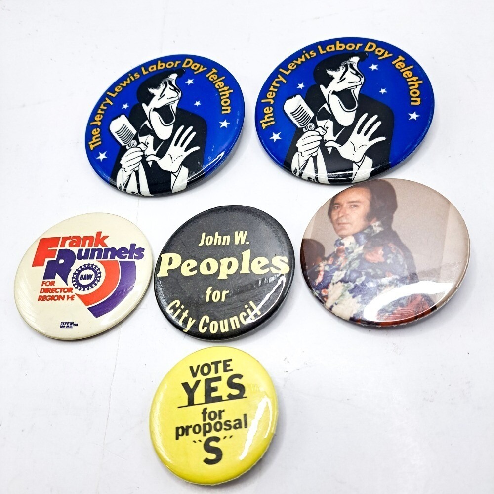 Vintage Political Campaign Buttons Jerry Lewis Labor Day Telethon Lot